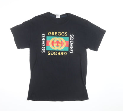 Bristol Street Wear Men’s Black 'Greggs' Funny Graphic T-Shirt M