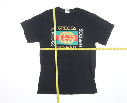 Bristol Street Wear Men’s Black 'Greggs' Funny Graphic T-Shirt M