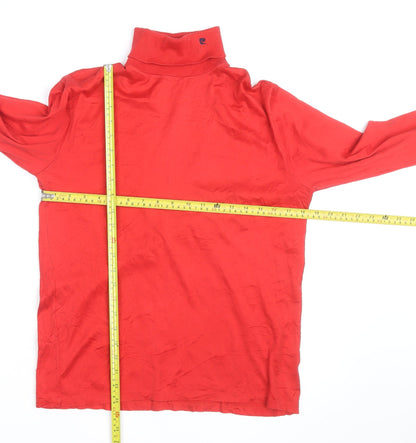Pierre Cardin Men's Red Cotton Roll Neck Long Sleeve Top Size L