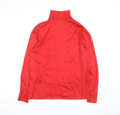 Pierre Cardin Men's Red Cotton Roll Neck Long Sleeve Top Size L