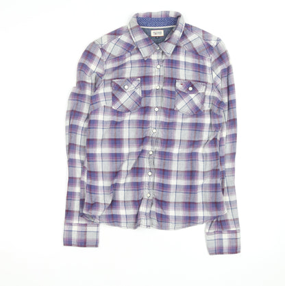 Hilfiger Denim Men's Purple Plaid Flannel Shirt Size S Regular Fit