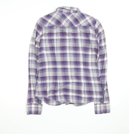 Hilfiger Denim Men's Purple Plaid Flannel Shirt Size S Regular Fit
