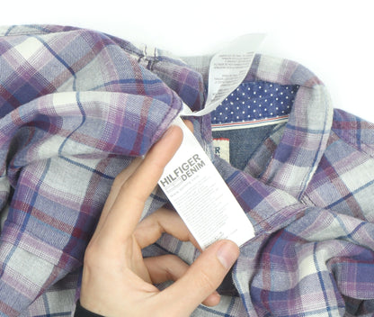 Hilfiger Denim Men's Purple Plaid Flannel Shirt Size S Regular Fit