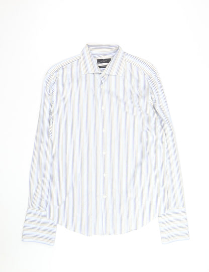 Jeff Banks Men’s Blue Striped Tailored Fit Long Sleeve Shirt 16in