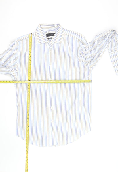 Jeff Banks Men’s Blue Striped Tailored Fit Long Sleeve Shirt 16in
