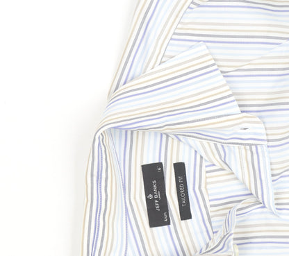 Jeff Banks Men’s Blue Striped Tailored Fit Long Sleeve Shirt 16in