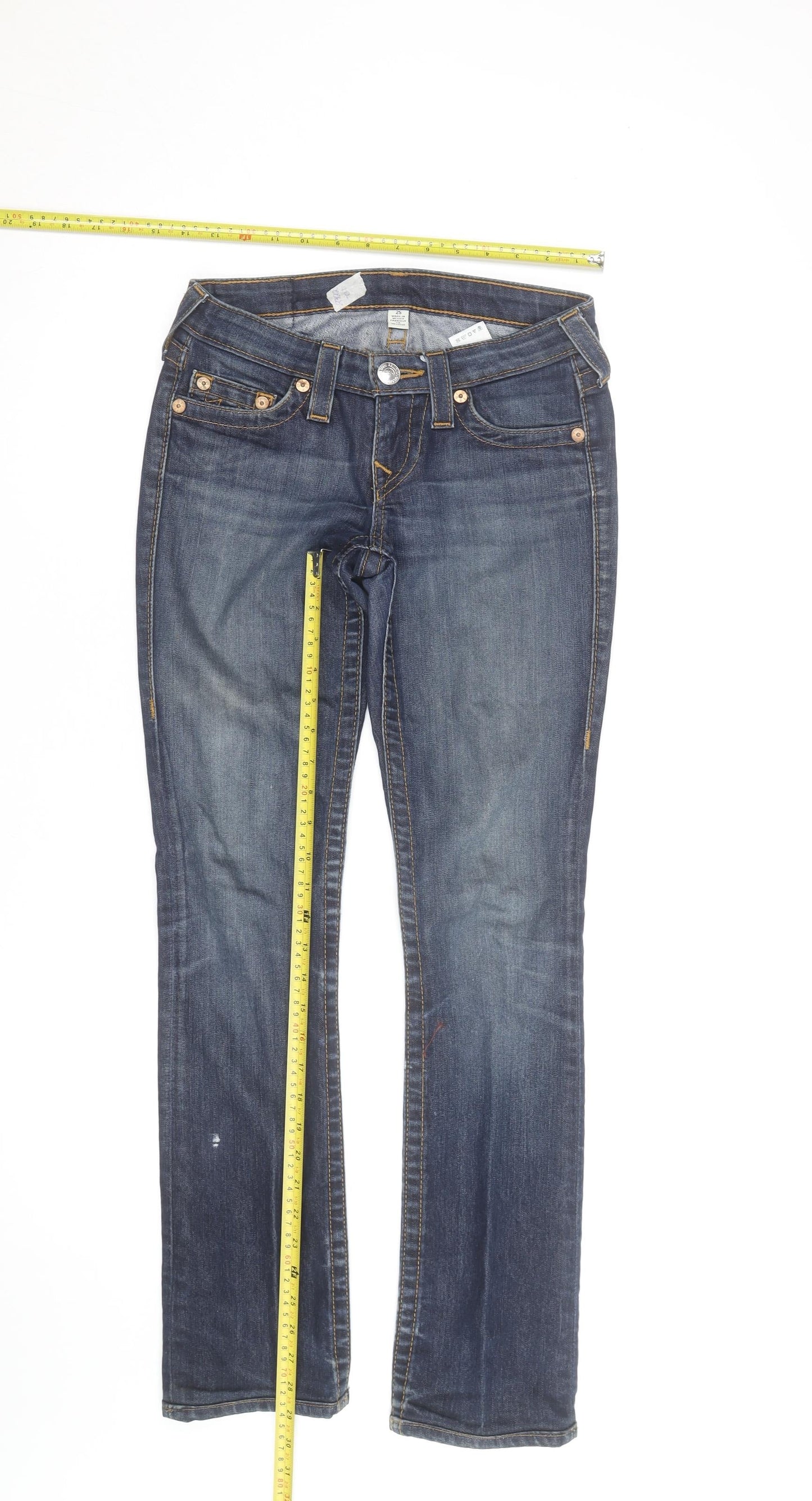 True Religion Women Blue Size 25 Straight Stretch Denim Jeans