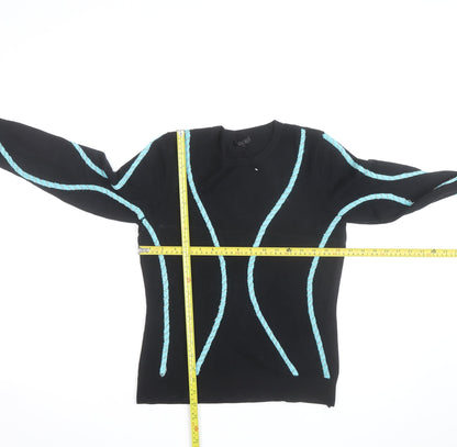 Yuka Women’s Black Knit Pullover Jumper Size 12 Crew Neck Long Sleeve