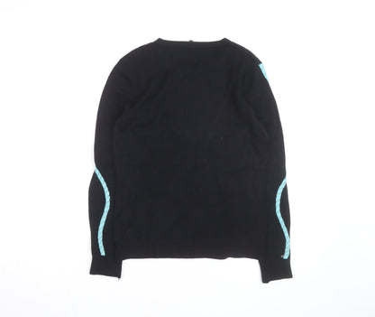 Yuka Women’s Black Knit Pullover Jumper Size 12 Crew Neck Long Sleeve