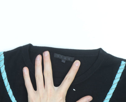 Yuka Women’s Black Knit Pullover Jumper Size 12 Crew Neck Long Sleeve
