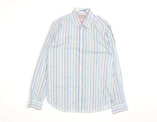 Ted Baker Men's Multicoloured Striped Long Sleeve Button-Up Shirt M