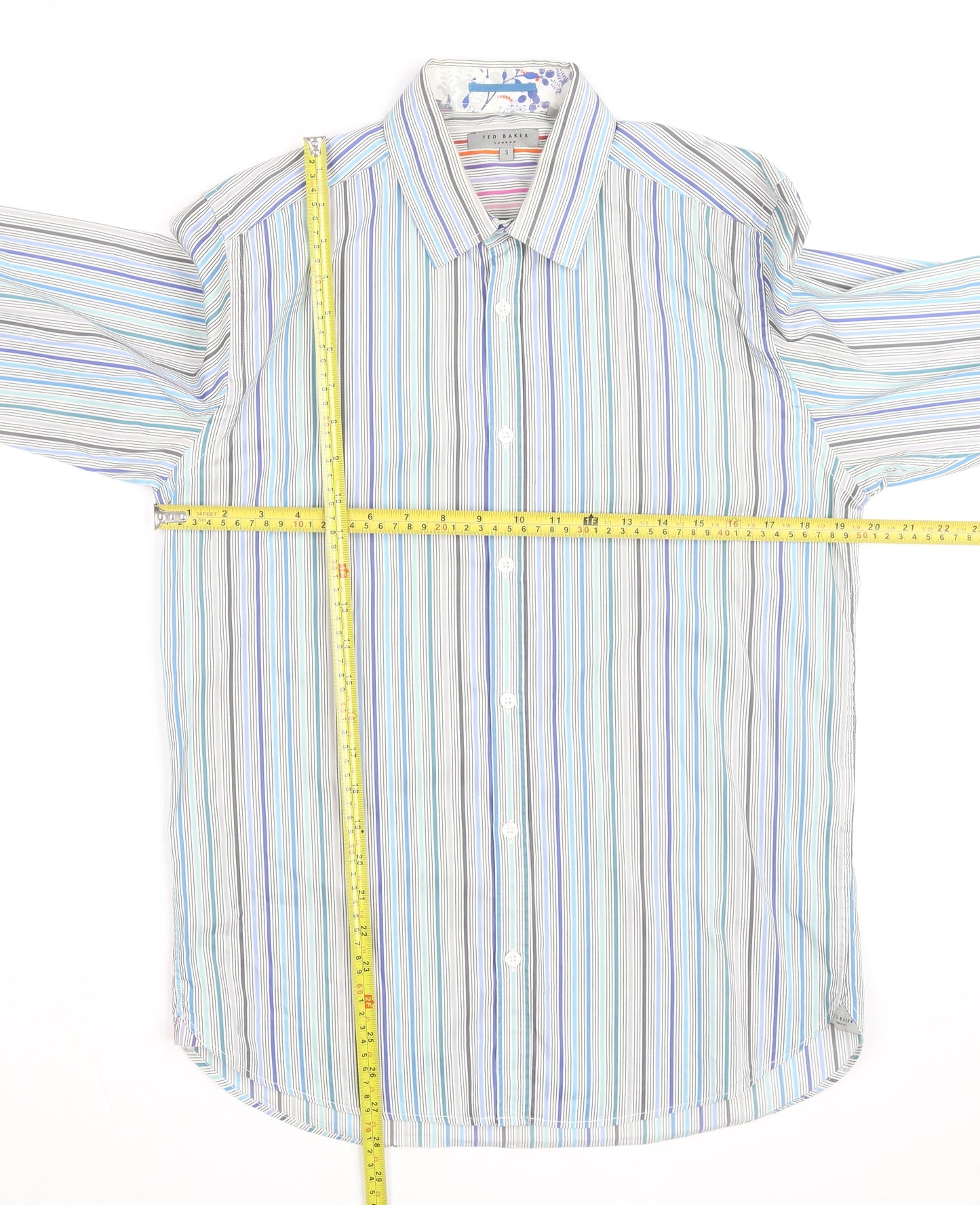 Ted Baker Men's Multicoloured Striped Long Sleeve Button-Up Shirt M