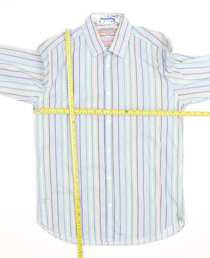 Ted Baker Men's Multicoloured Striped Long Sleeve Button-Up Shirt M