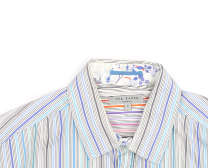Ted Baker Men's Multicoloured Striped Long Sleeve Button-Up Shirt M