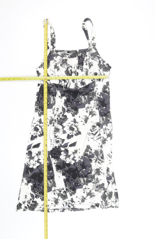 Tiamo Womens Black Floral Sleeveless Scoop Neck Knee Length Dress L