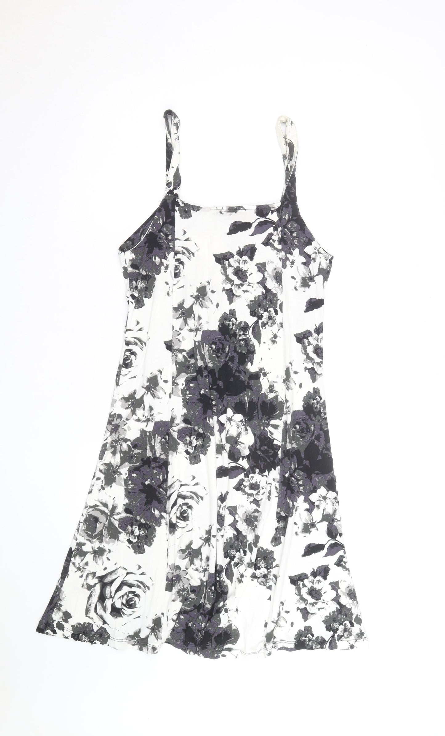Tiamo Womens Black Floral Sleeveless Scoop Neck Knee Length Dress L
