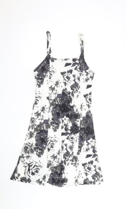 Tiamo Womens Black Floral Sleeveless Scoop Neck Knee Length Dress L