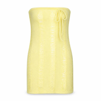Jaded London Women's Yellow Knit Strapless Mini Bodycon Dress S