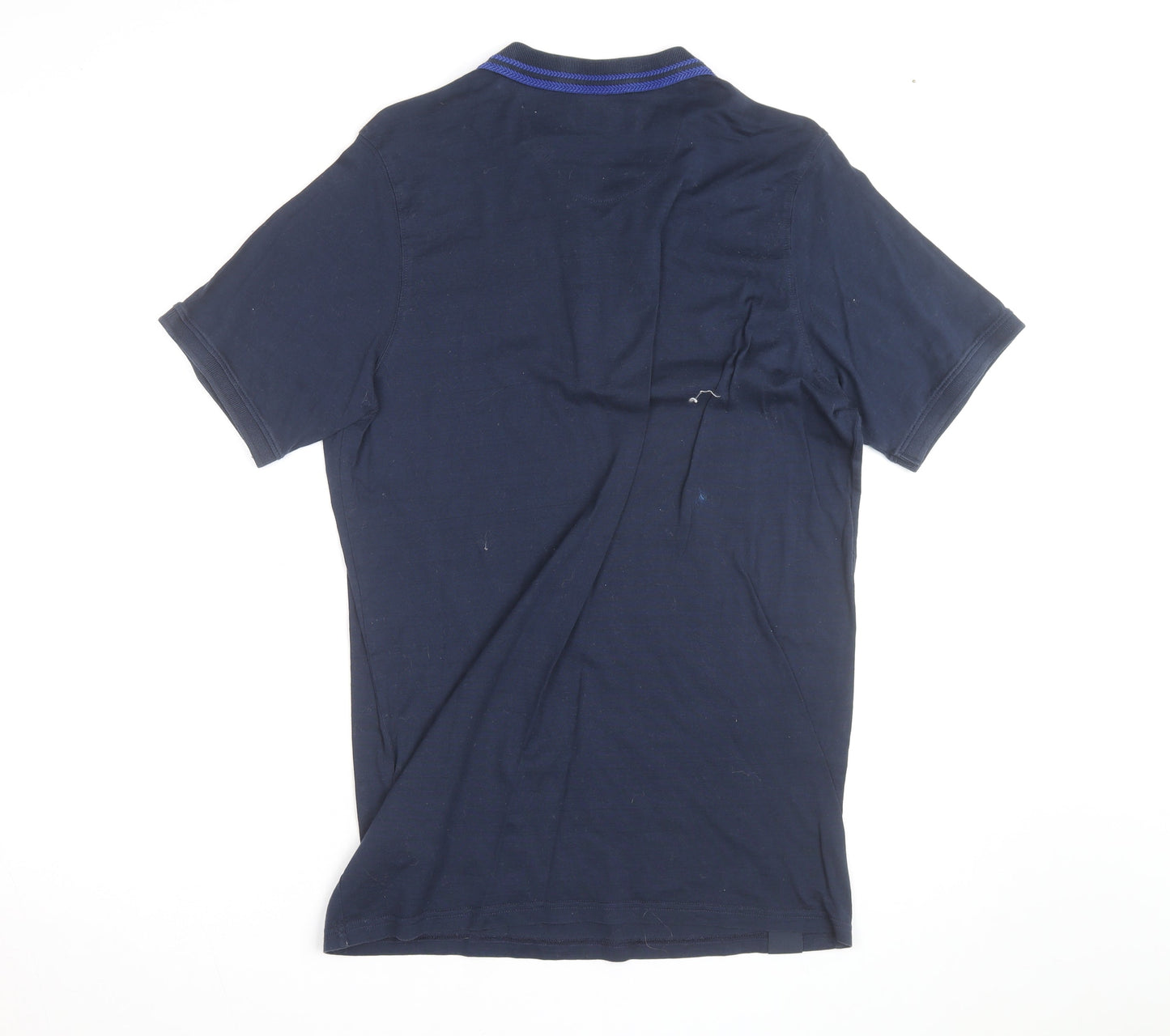 Everton Men's Blue Short Sleeve 1/4 Zip Polo Shirt Size L