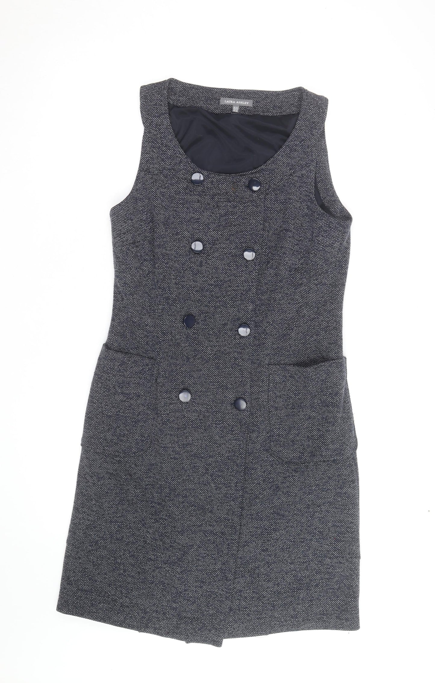 Laura Ashley Women Grey Tweed Sleeveless Pinafore Dress Size 12