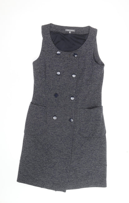 Laura Ashley Women Grey Tweed Sleeveless Pinafore Dress Size 12