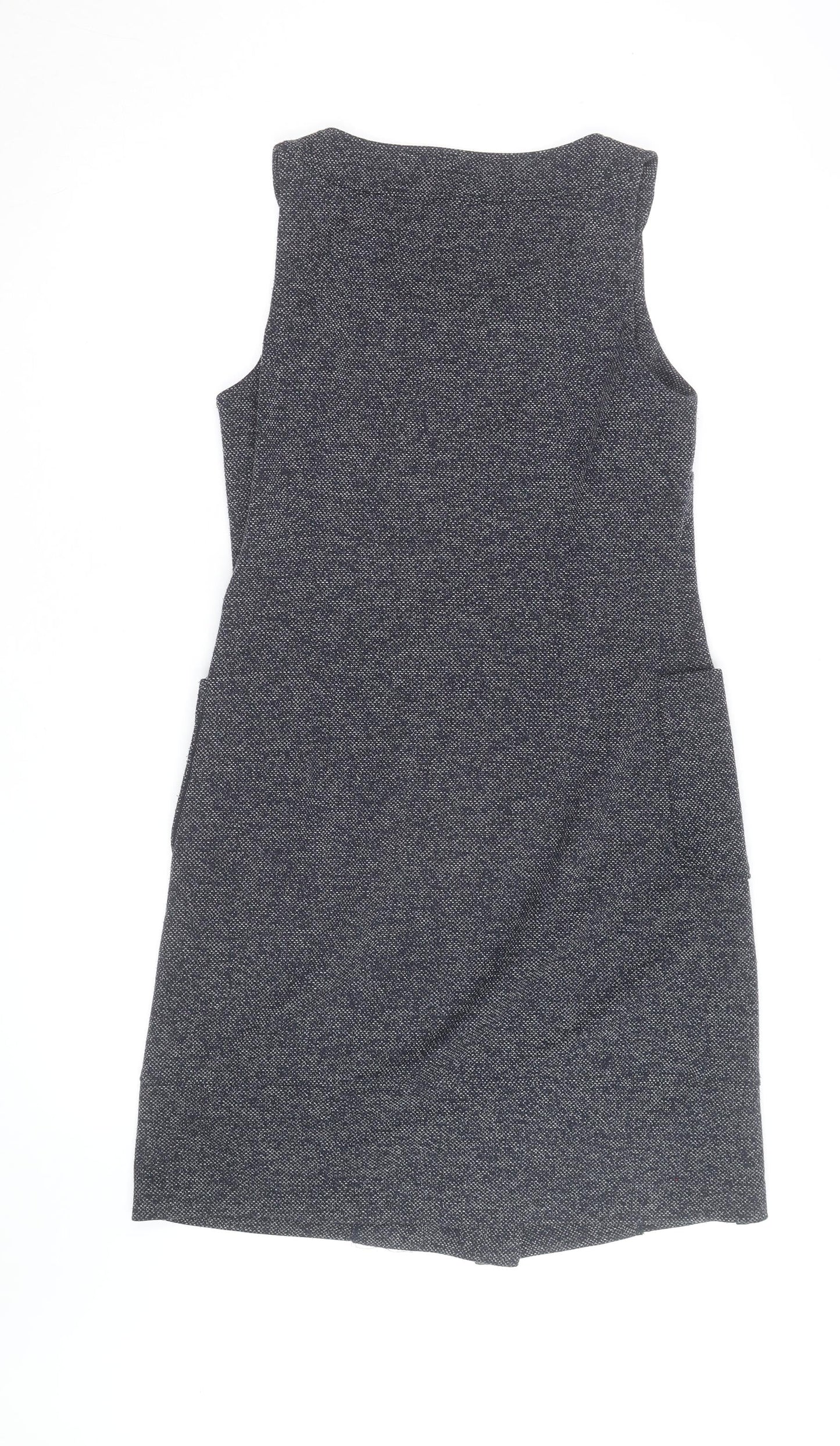 Laura Ashley Women Grey Tweed Sleeveless Pinafore Dress Size 12