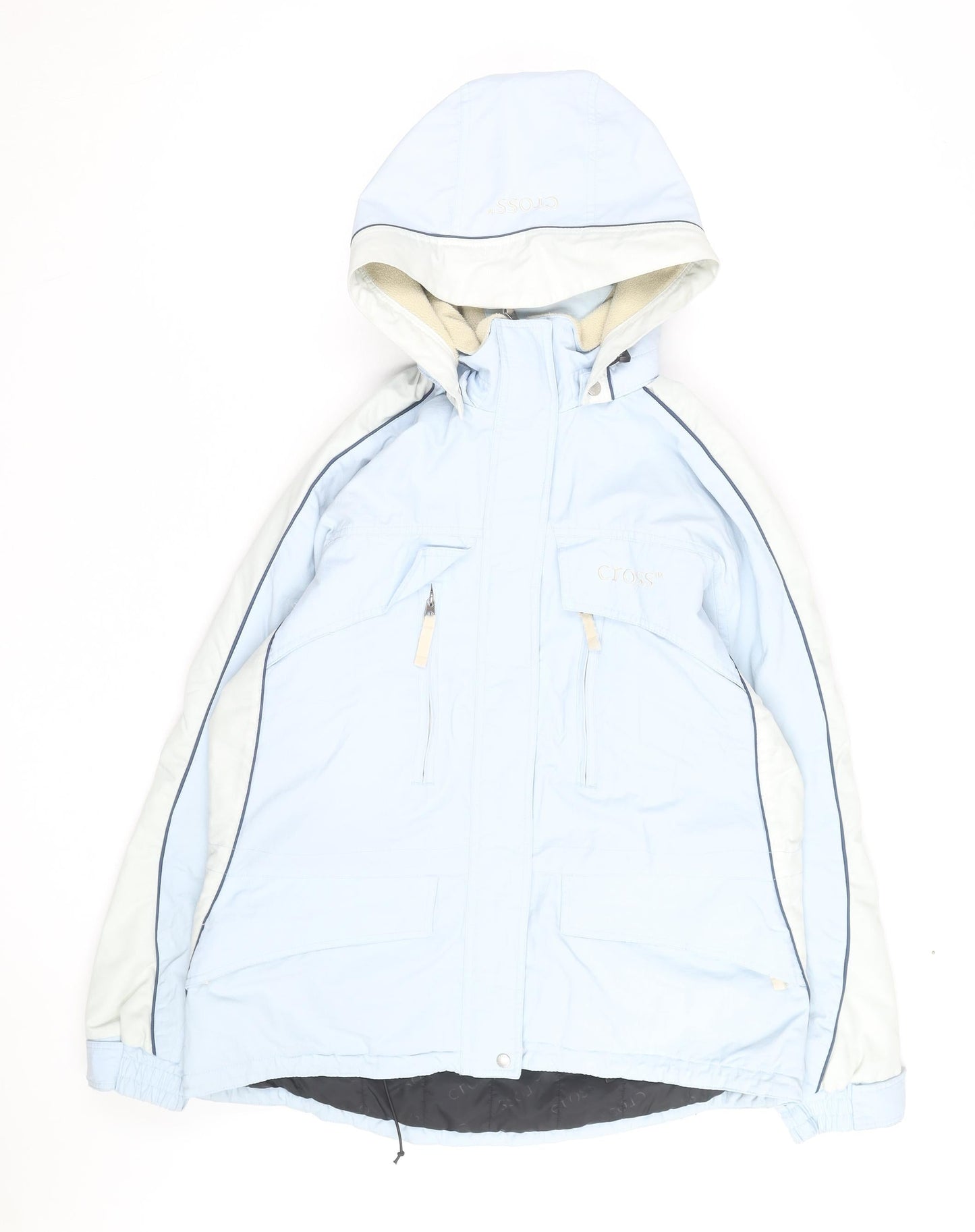 Cross Sportswear Women's Blue Ski Jacket Size 10 Hooded Waterproof