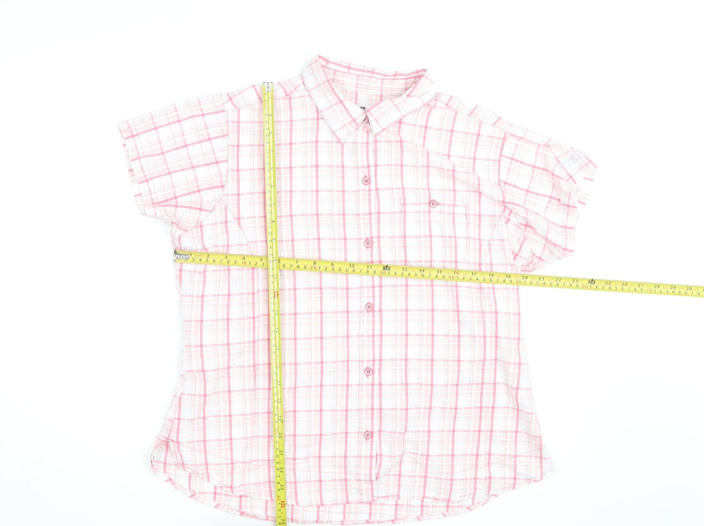 Regatta Women's Pink Check Cotton Short Sleeve Button-Up Shirt Size 20