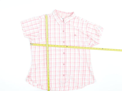 Regatta Women's Pink Check Cotton Short Sleeve Button-Up Shirt Size 20