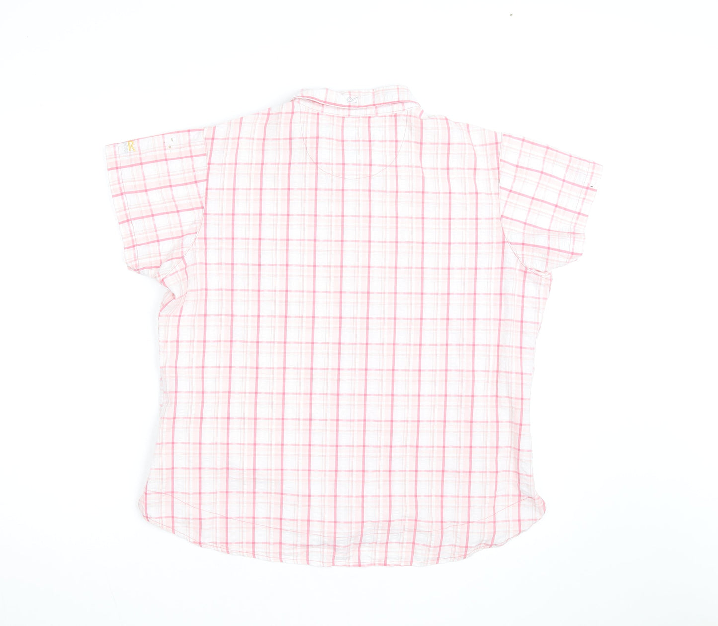 Regatta Women's Pink Check Cotton Short Sleeve Button-Up Shirt Size 20
