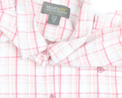 Regatta Women's Pink Check Cotton Short Sleeve Button-Up Shirt Size 20