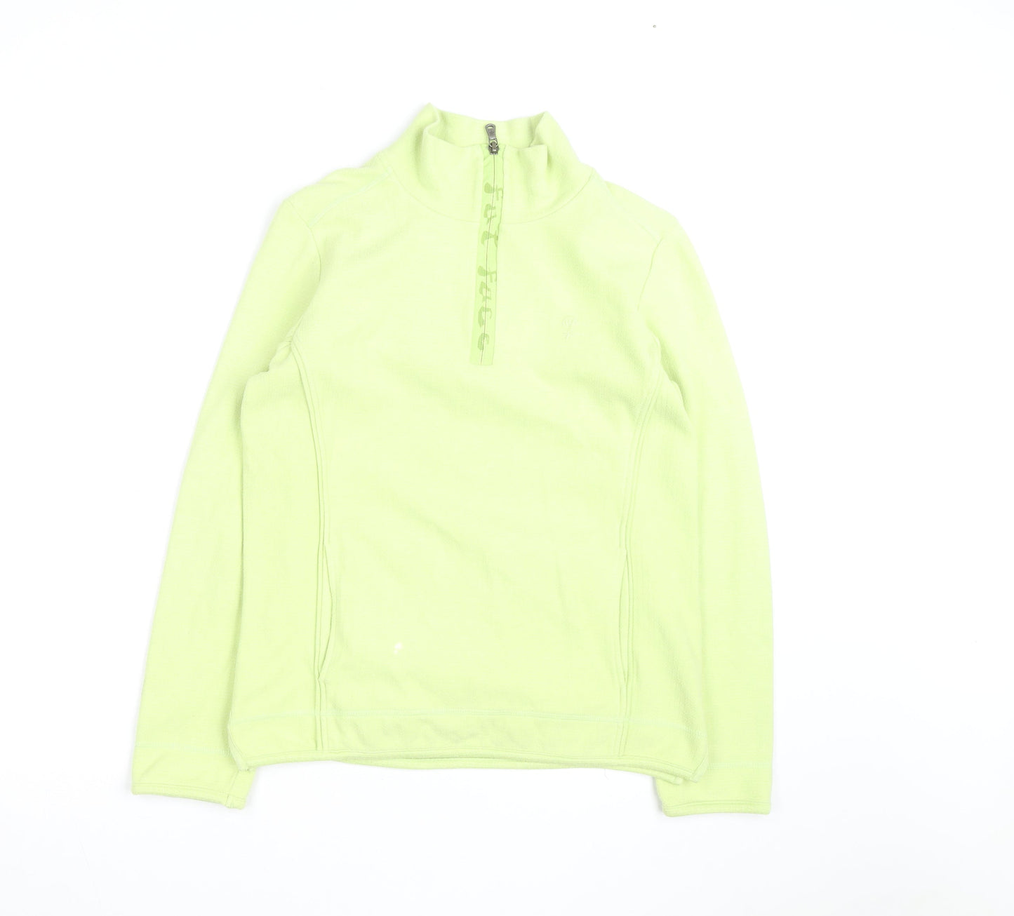 Fat Face Women's Green 1/4 Zip Pullover Sweatshirt Size 10 Fleece Cotton Blend