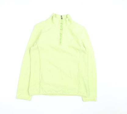 Fat Face Women's Green 1/4 Zip Pullover Sweatshirt Size 10 Fleece Cotton Blend