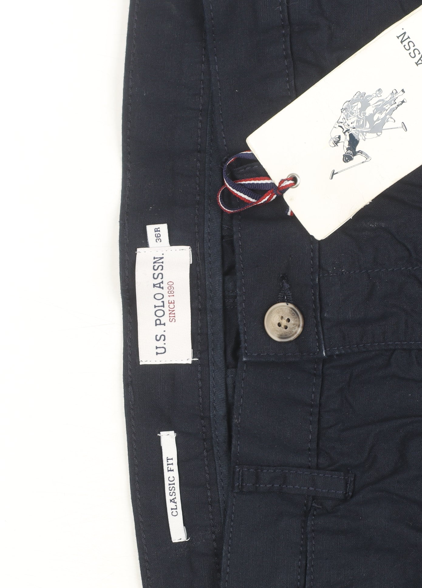 U.S. Polo Assn. Men's Blue Classic Fit Chino Trousers 36R