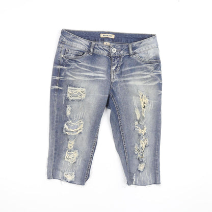Blue Spice Womens Blue Distressed Denim Bermuda Shorts Size XS