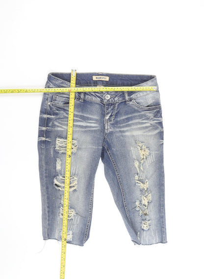Blue Spice Womens Blue Distressed Denim Bermuda Shorts Size XS