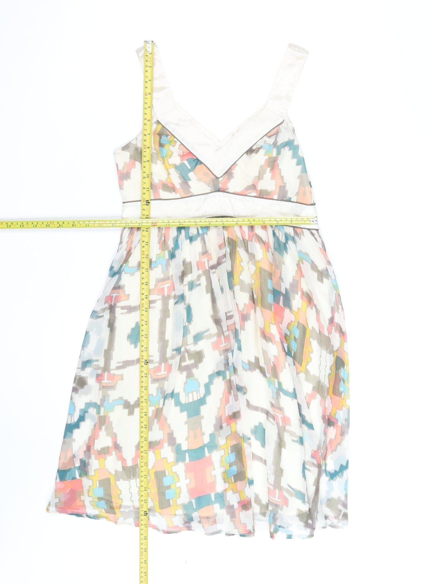 French Connection Women's Multicoloured Silk A-Line Dress Size 12