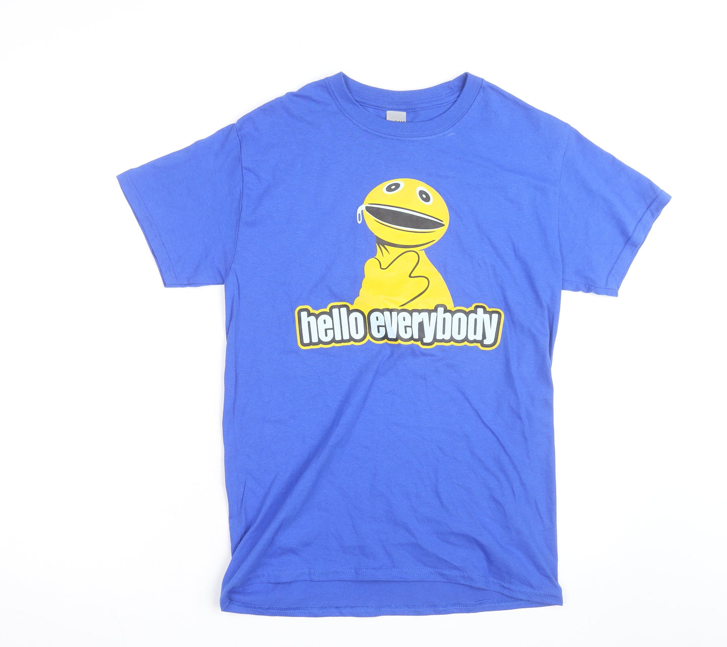 Gildan Men's Blue Zippy 'Hello Everybody' Graphic T-Shirt Size S