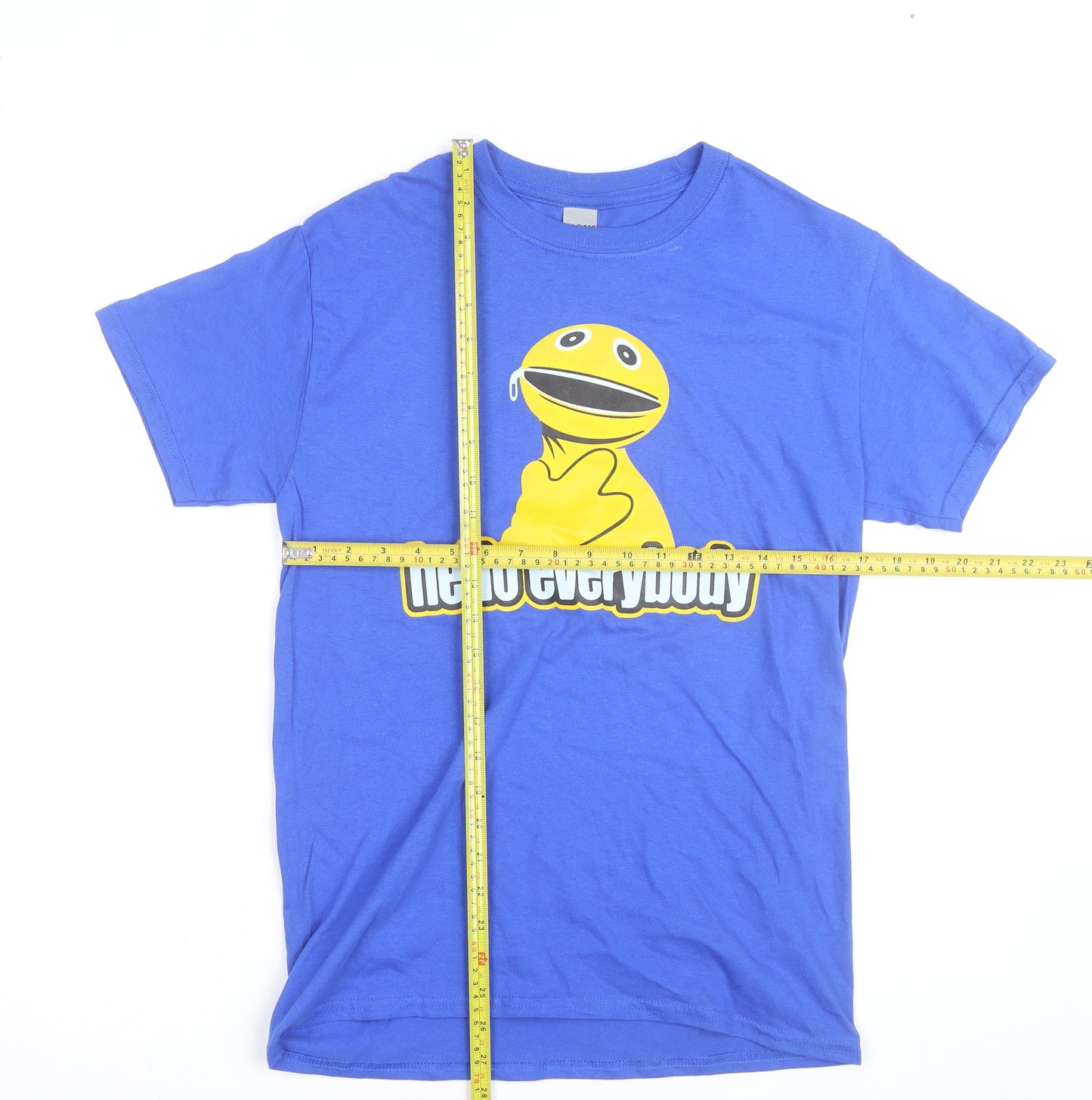 Gildan Men's Blue Zippy 'Hello Everybody' Graphic T-Shirt Size S