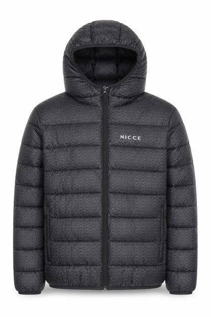 NICCE Men's Black Hooded Puffer Jacket Size L Regular Fit