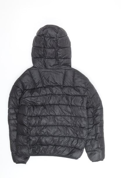 Nicce Men's Black Hooded Puffer Jacket Size L Regular Fit