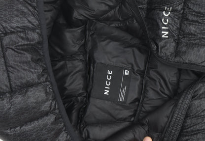Nicce Men's Black Hooded Puffer Jacket Size L Regular Fit