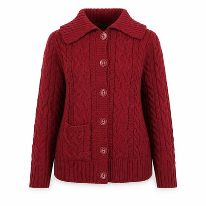David Emanuel Women's Red Cable-Knit Cardigan Size 20 Acrylic Wool Blend