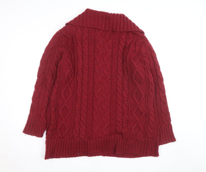 David Emanuel Women's Red Cable-Knit Cardigan Size 20 Acrylic Wool Blend