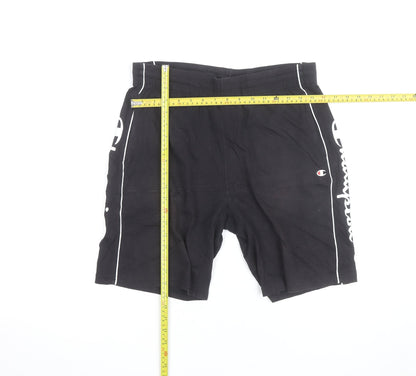 Champion Men's Black Large Sweat Shorts with Logo Trim