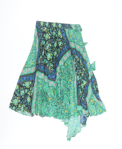 Topshop Women's Multicoloured Asymmetric Floral Midi Skirt Size 18