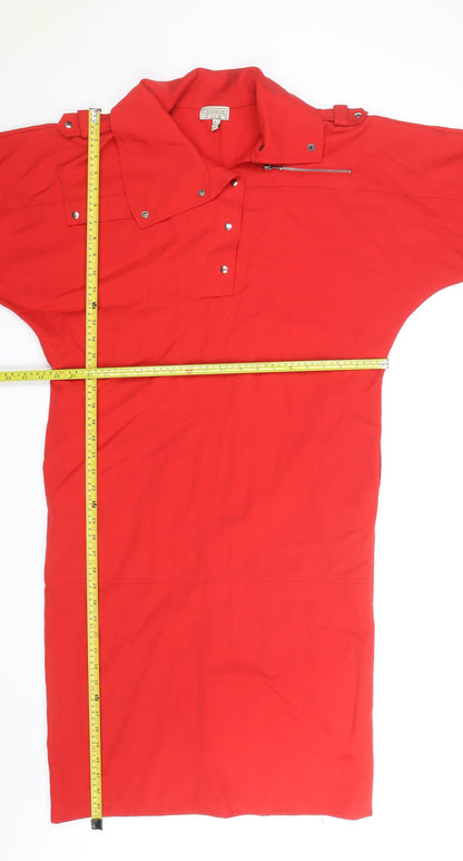 Estelle d’ore Women’s Red Cotton Collared Shirt Dress Size 10