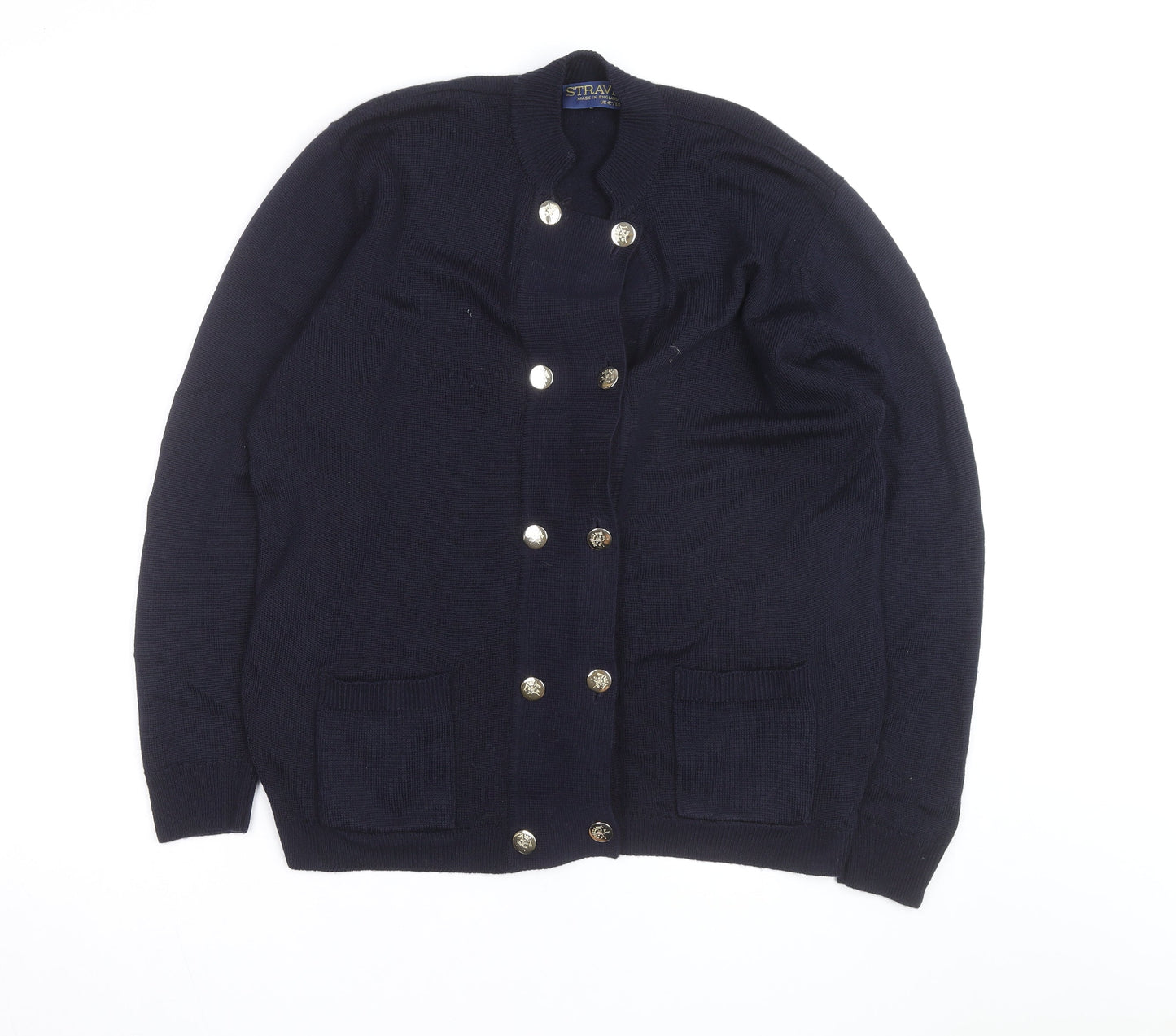 Straven Men's Blue Wool Cardigan L Classic Heavyweight Knit