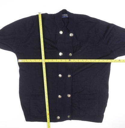 Straven Men's Blue Wool Cardigan L Classic Heavyweight Knit
