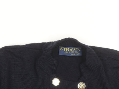 Straven Men's Blue Wool Cardigan L Classic Heavyweight Knit